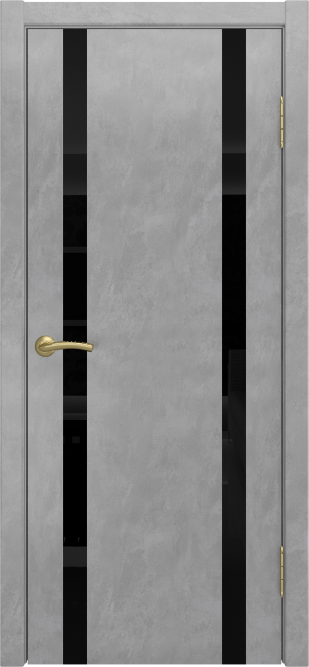 Межкомнатная дверь Вертикаль 2 черное стекло Бетон Лофт
