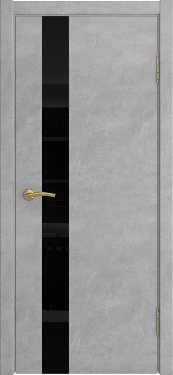 Межкомнатная дверь Вертикаль черное стекло Бетон Лофт