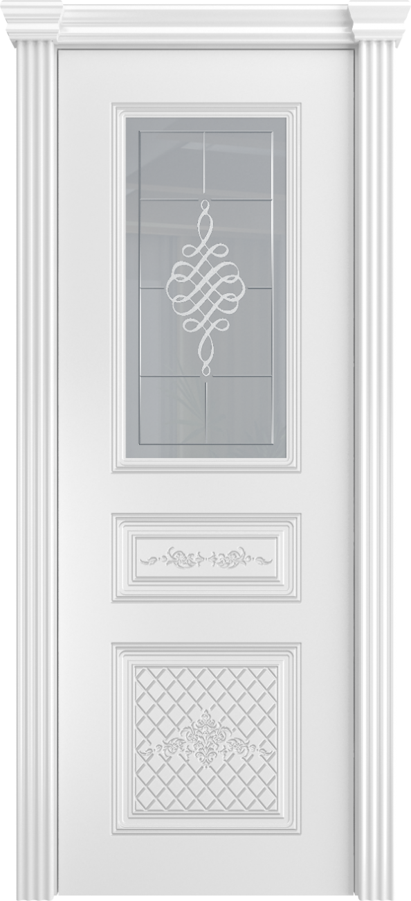 Межкомнатная дверь Венеция со стеклом Белая эмаль